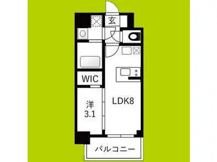 エスリードレジデンスザ・グラン大阪福島クラス(1LDK/12階)の間取り写真