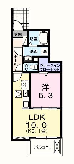 シャンモワノ(1LDK/1階)の間取り写真