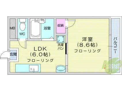 グレース香澄(1DK/2階)の間取り写真