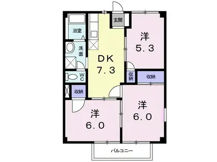 ニューシティマーガレット(3DK/2階)の間取り写真