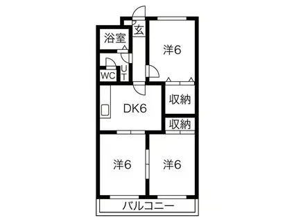 グランデ住吉B(3DK/3階)の間取り写真
