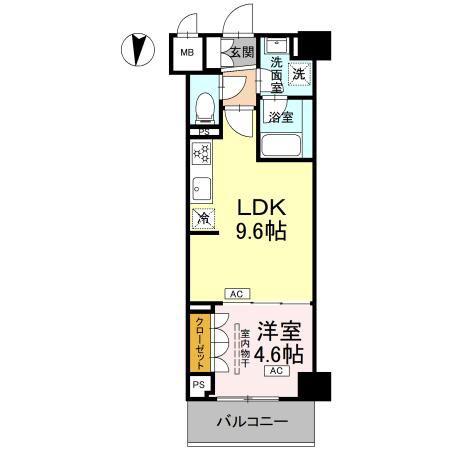 ロイジェント潮見(1LDK/1階)の間取り写真