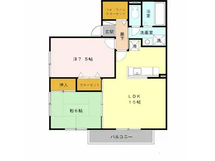 フォレスト谷上(2LDK/2階)の間取り写真