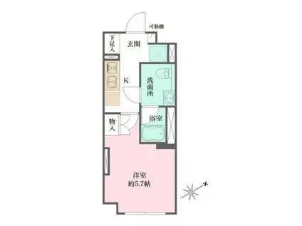 FIKA大井町(1K/5階)の間取り写真