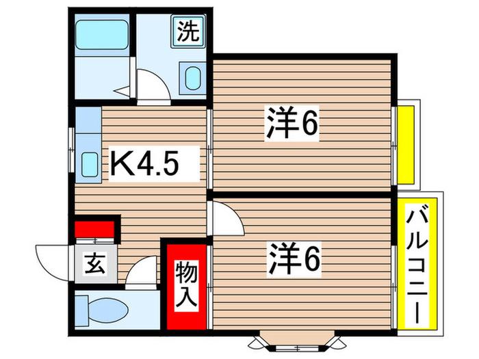 ハイツ雅(2K/2階)の間取り写真
