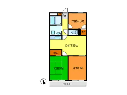 フラット渋谷第2マンション(3DK/3階)の間取り写真
