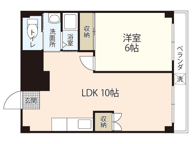 宇品みよしマンション(1LDK/2階)の間取り写真