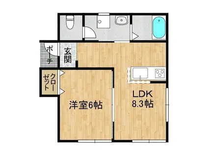 中嶌アパート(1LDK/1階)の間取り写真