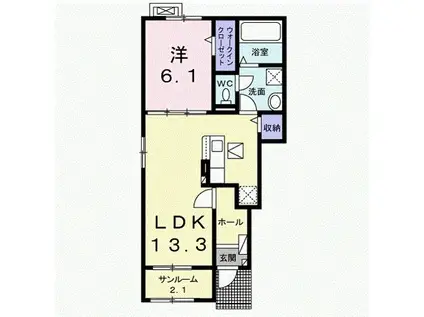 ドリームコート御代田B(1LDK/1階)の間取り写真