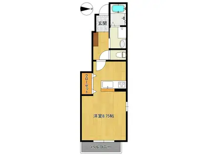 ボヌール(ワンルーム/1階)の間取り写真