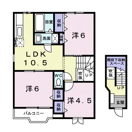 プリムヴェールB(3LDK/2階)の間取り写真