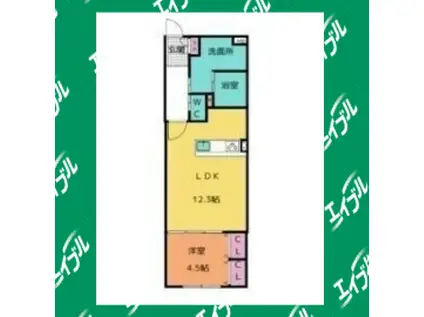 クイール諸の木(1LDK/2階)の間取り写真