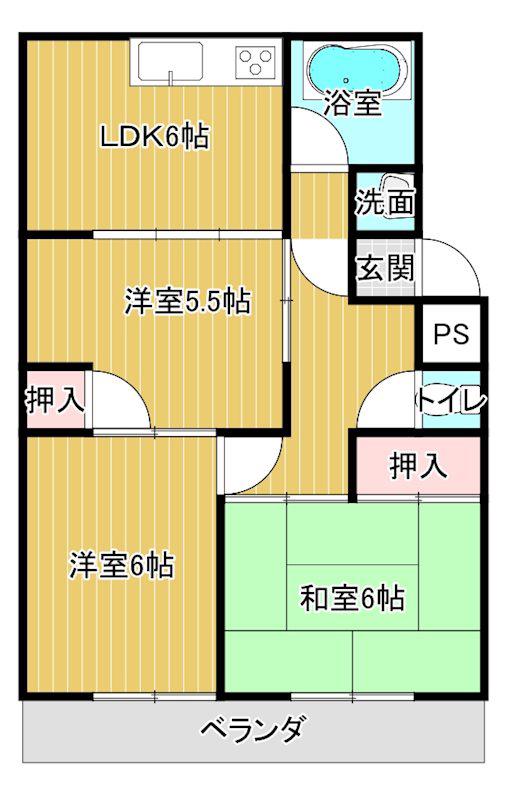 第一続木マンション(3DK/3階)の間取り写真