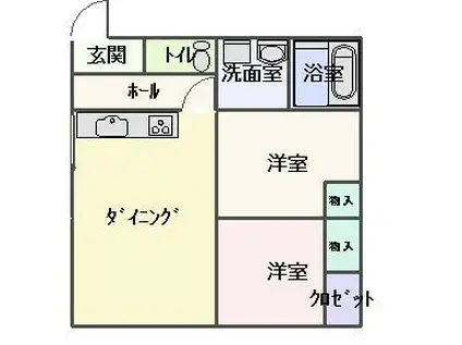 ハワイ荘(2DK/2階)の間取り写真