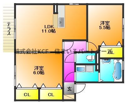 カーサフェリーチェ(2LDK/1階)の間取り写真