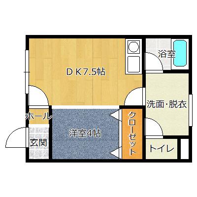 メゾンシエナII(1DK/2階)の間取り写真