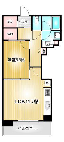 ローレルアイ上前津(1LDK/14階)の間取り写真