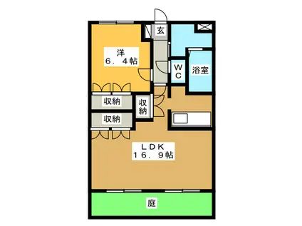 ガーデンヒルズ(1LDK/1階)の間取り写真