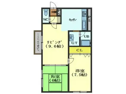 マンションハーベストII(2LDK/3階)の間取り写真