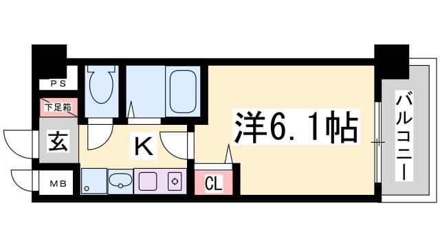 エステムコート神戸西II(1K/4階)の間取り写真