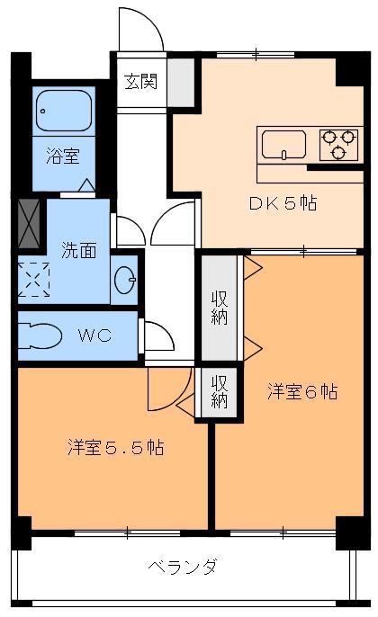 MINE古三津(2DK/2階)の間取り写真