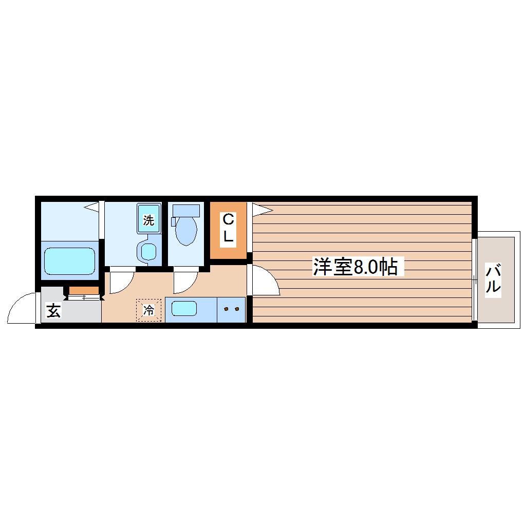 アスコット富沢南ONE(1K/2階)の間取り写真