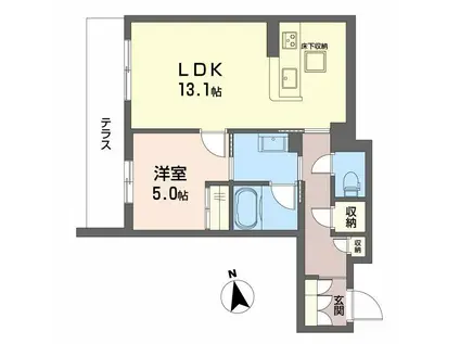 シャーメゾン 東雲 子育て支援(1LDK/1階)の間取り写真