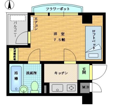 アンシャンテ豊中(1K/1階)の間取り写真