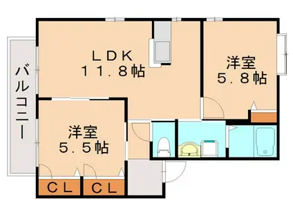 キャンベルハウス(2LDK/1階)の間取り写真