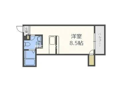 フェリオ南津守(ワンルーム/2階)の間取り写真