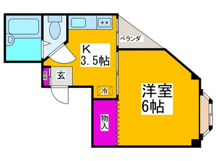 ペールブルー(1K/4階)の間取り写真