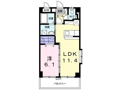 ホープA(1LDK/3階)の間取り写真