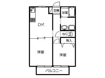 サンダーハイツ(2DK/2階)の間取り写真