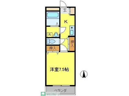 シャルム(1K/1階)の間取り写真