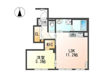 尼崎市立花町2丁目アパート(1LDK/1階)の間取り写真