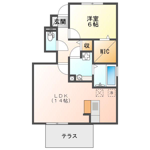 プリムローズ(1LDK/1階)の間取り写真