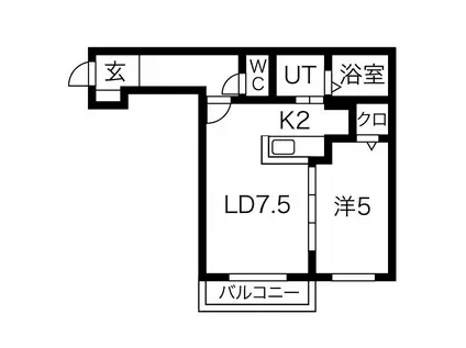 エクセラン(1LDK/2階)の間取り写真