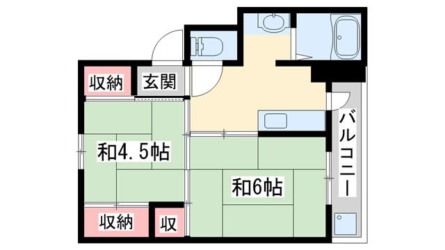 ビレッジハウス十王堂 1号棟(2K/5階)の間取り写真