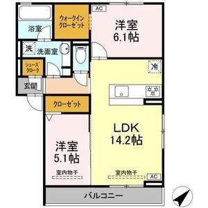 恵比寿の森(2LDK/2階)の間取り写真