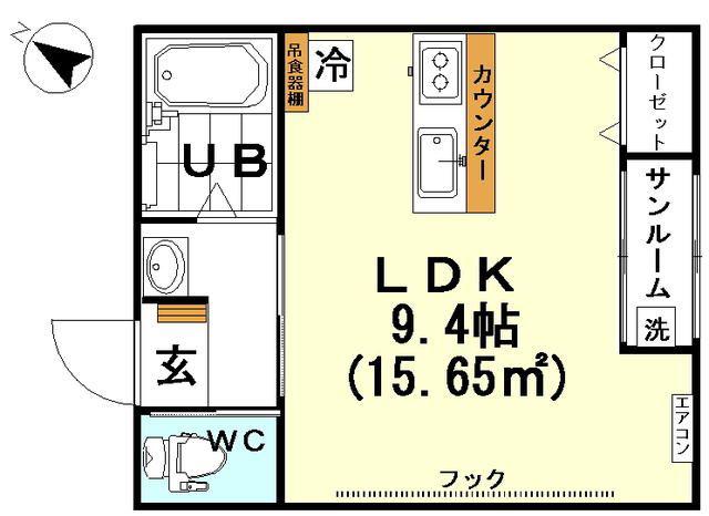 NSコーポ魚津(ワンルーム/2階)の間取り写真