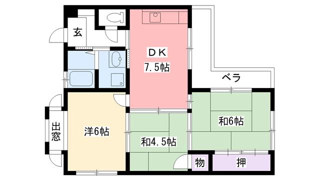 暁マンション(3DK/1階)の間取り写真
