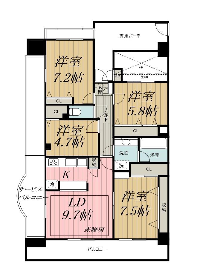 ダイアパレス千葉美術館(4LDK/13階)の間取り写真