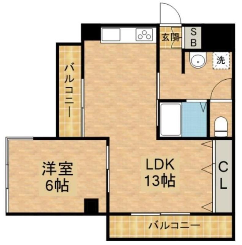 第二若木コーポ(1LDK/4階)の間取り写真