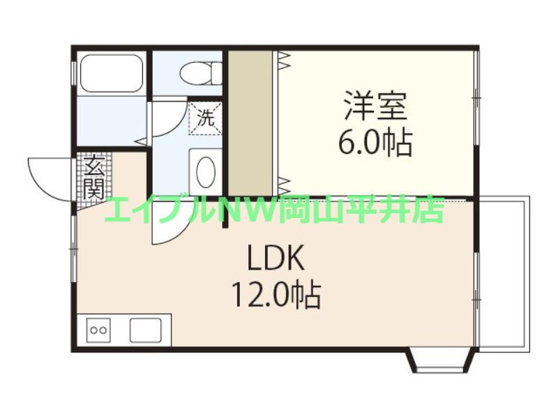 湯浅コーポA(1LDK/2階)の間取り写真