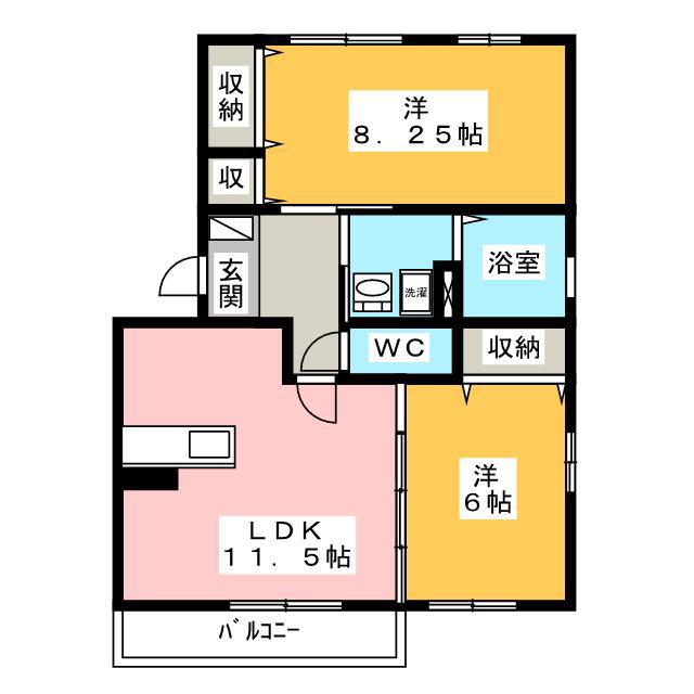 ラフィネ・小田(2LDK/3階)の間取り写真