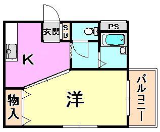 クレール甲南(1K/3階)の間取り写真