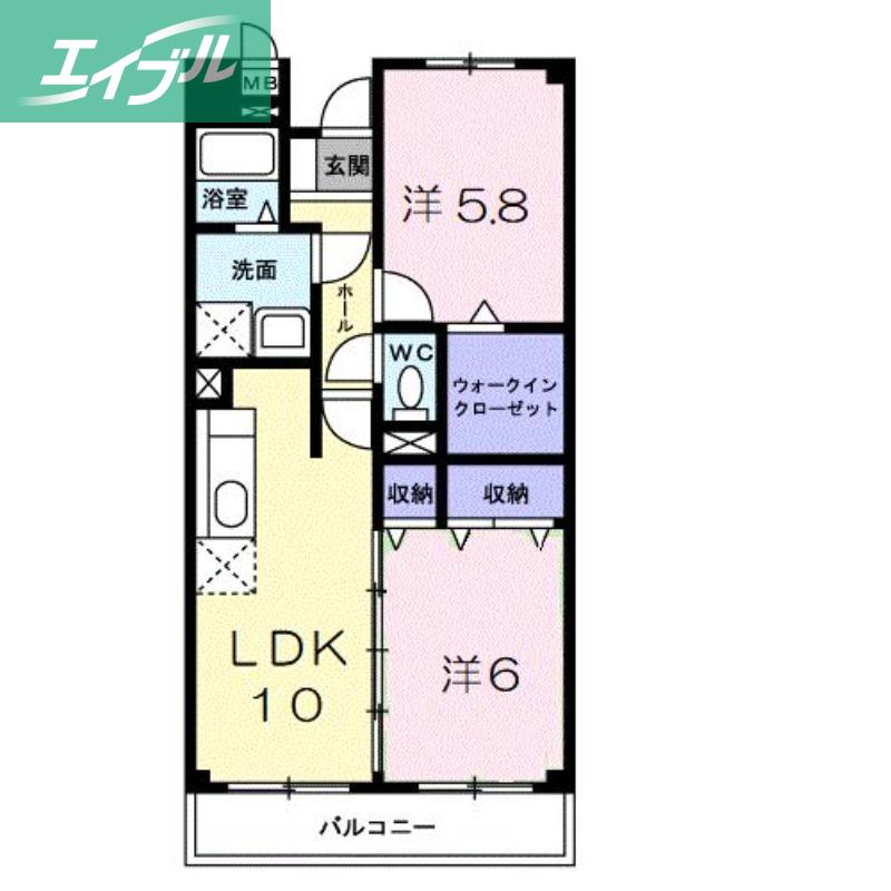 パルテール桑の木(2LDK/2階)の間取り写真
