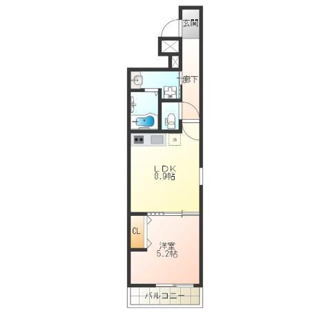 フジパレス西加賀屋III番館(1LDK/3階)の間取り写真