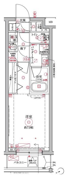 クレイシアIDZ祐天寺II(1K/2階)の間取り写真