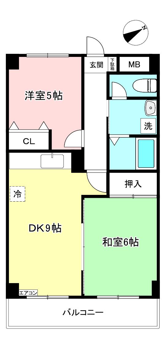 レジョン77(2DK/2階)の間取り写真